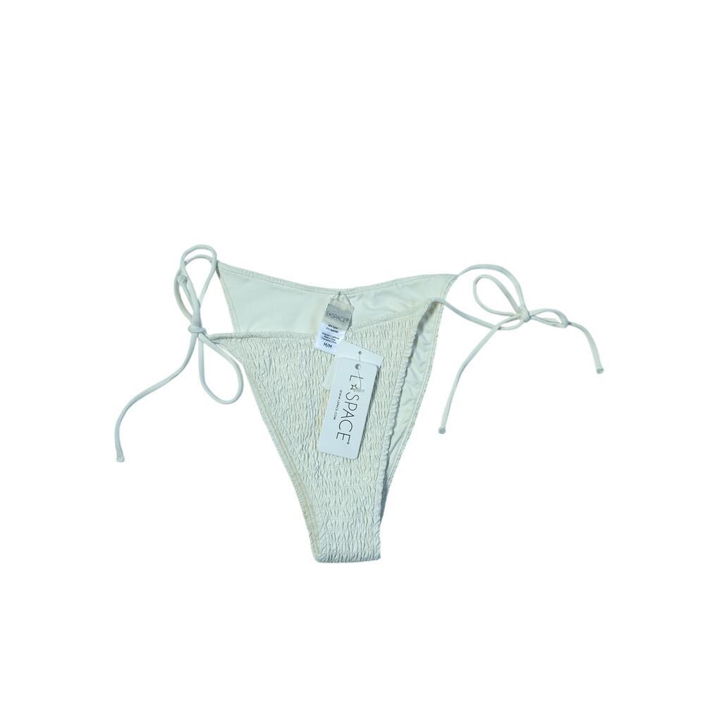 L*SPACE Aubree Bikini Bottom Cream Bitsy Cut Side Tie Ruched Swim M NWT
